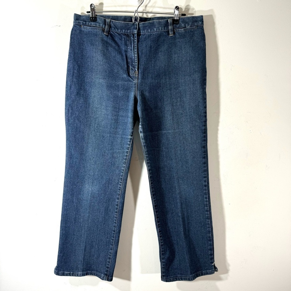 Ann Taylor Wide Leg High Rise Cropped Jeans Blue